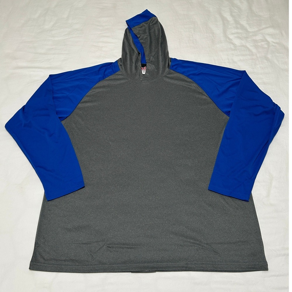 Alleson Athletic Mens Gameday Hoodie XL Grey Blue Raglan Lightweight Performance